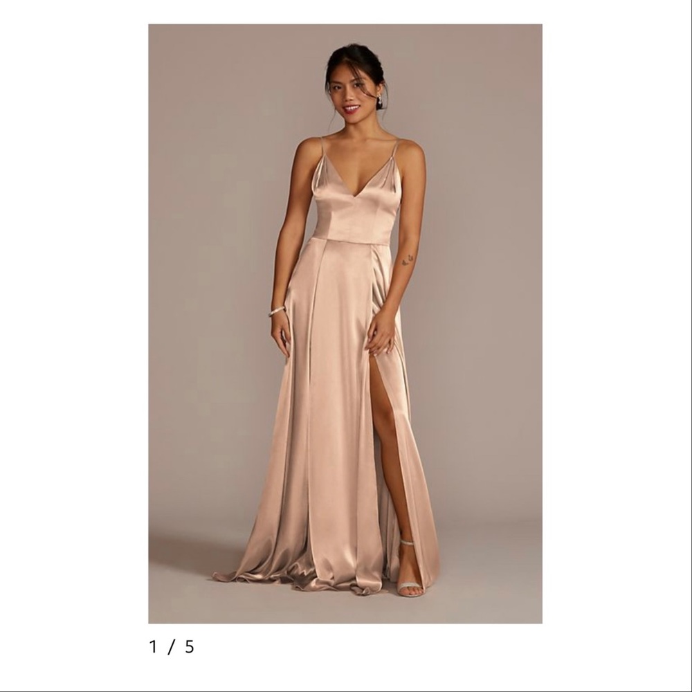 David’s Bridal V-Neck A-Line Bridesmaid Dress